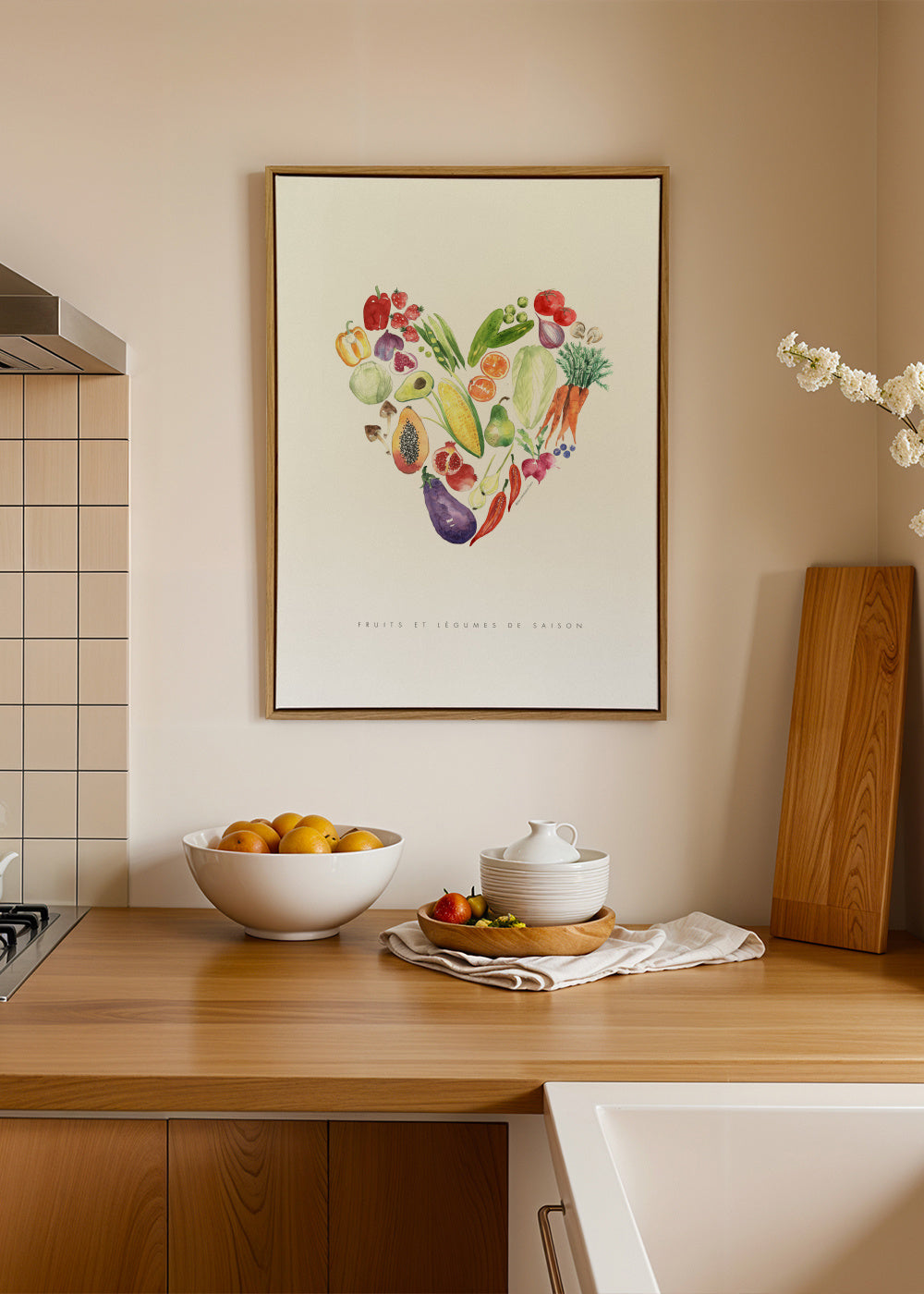Veggie heart - Framed canvas in an interior