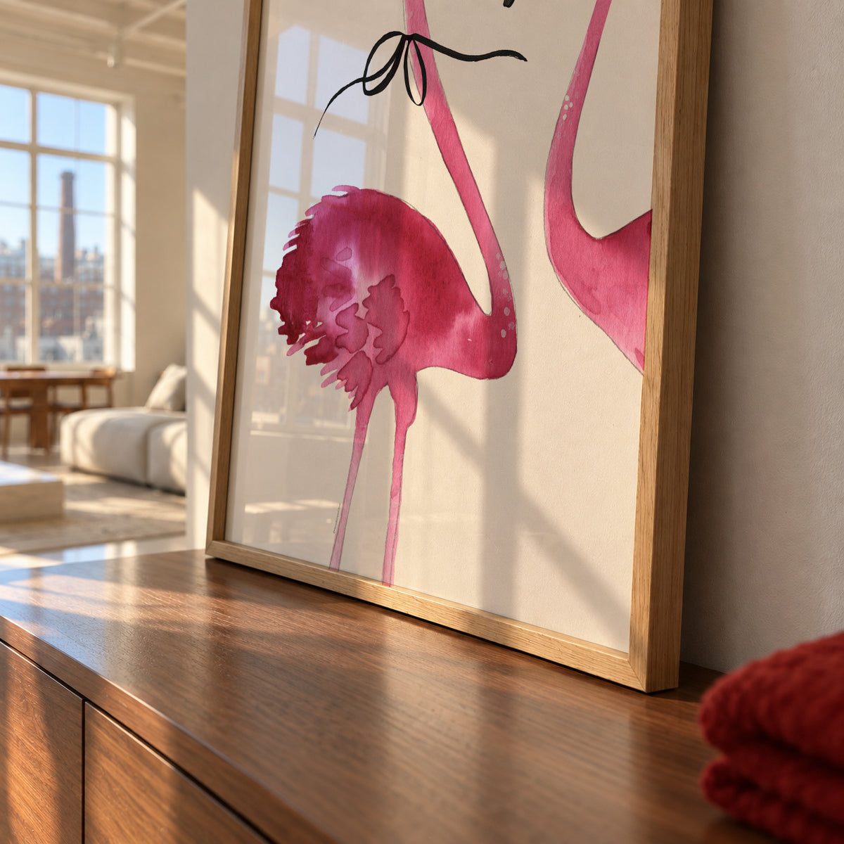 Flamingo couple cropped - Framed poster detail