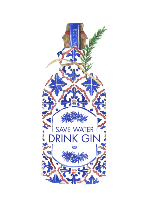 Save water drink gin - Unframed art print