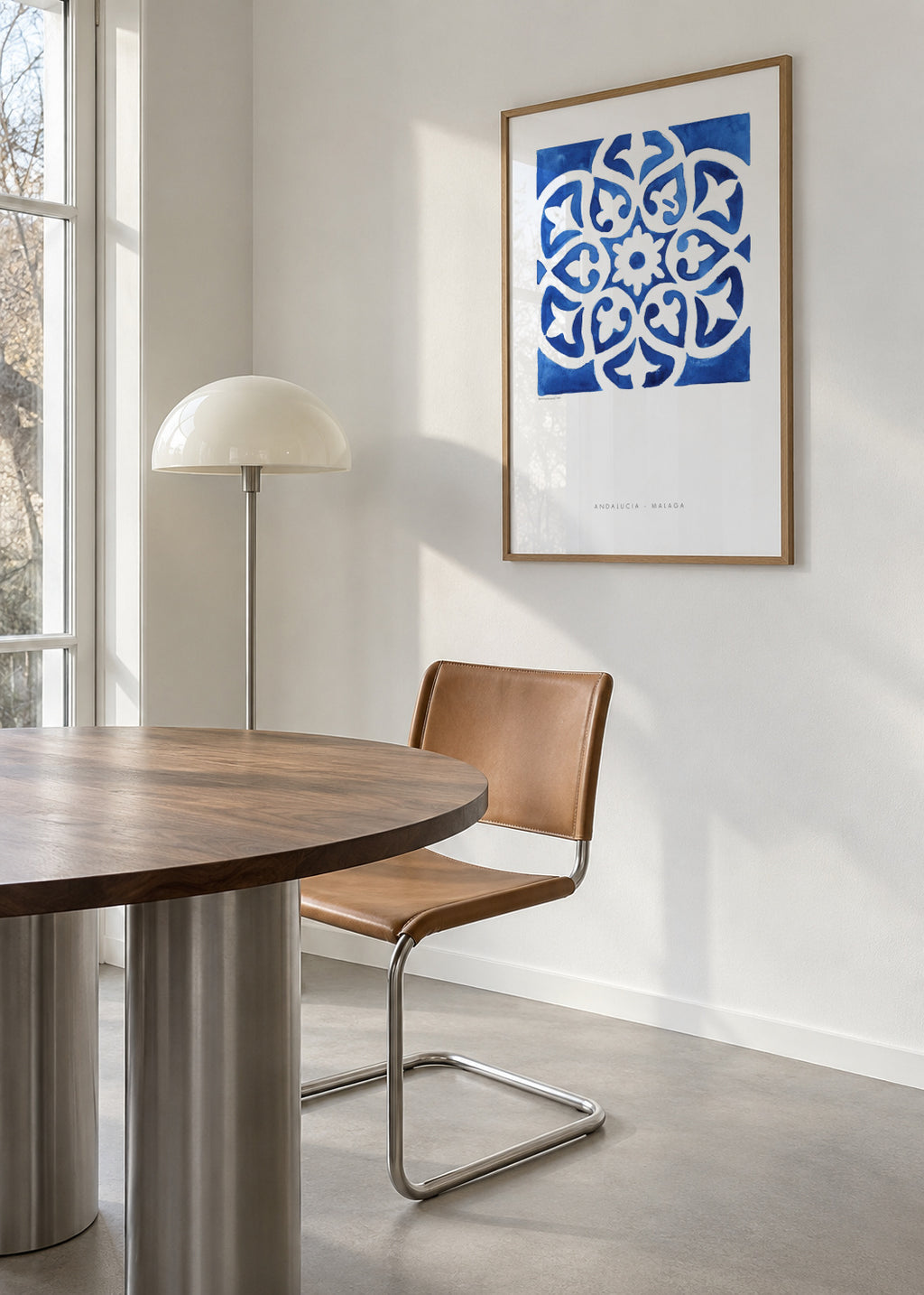 Tile Malaga blue - Framed poster in an interior