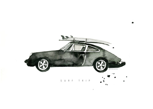 Surf Trip Porsche - Unframed art print