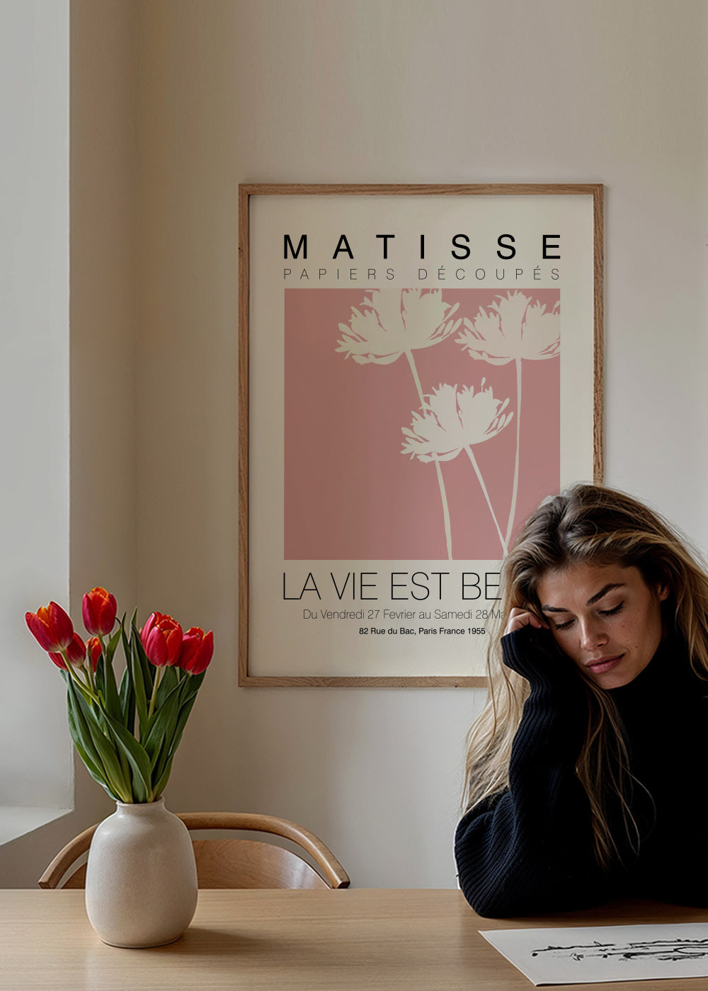 Matisse La Vie Est Belle Pink - Framed poster in an interior