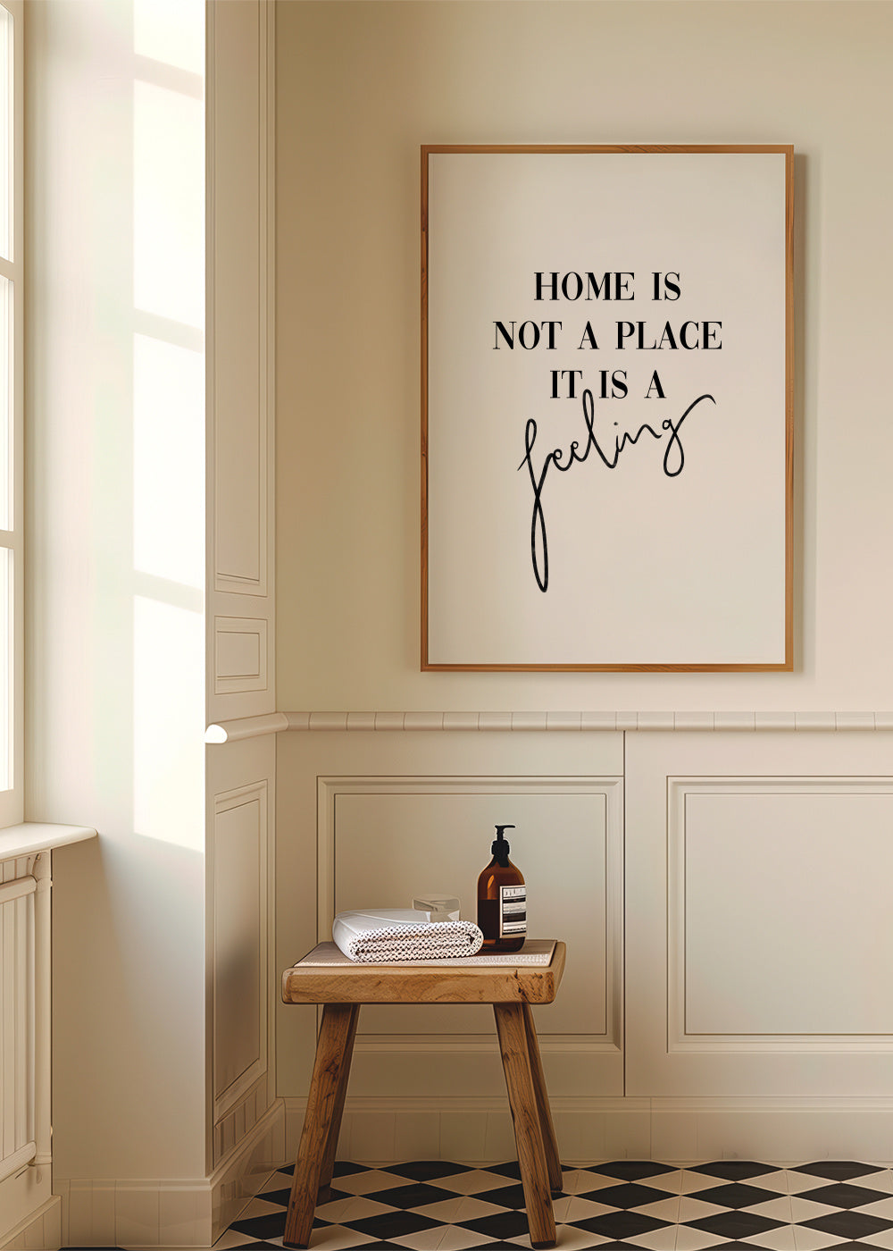 Home is a feeling - Framed poster in an interior
