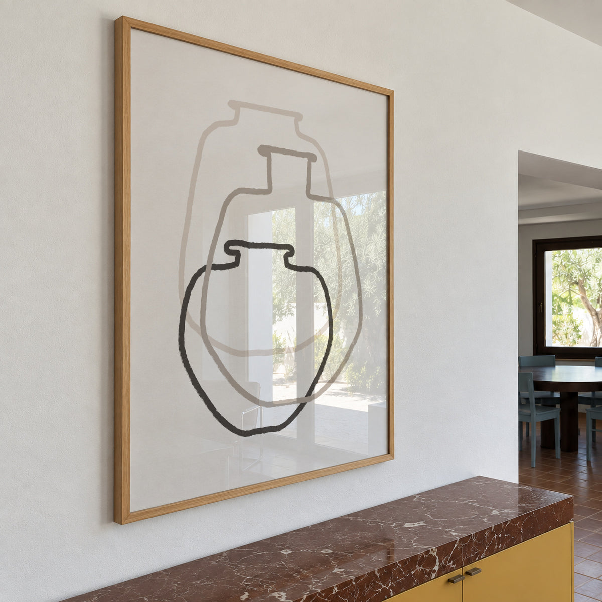 Abstract Vases Black - Framed poster in an interior