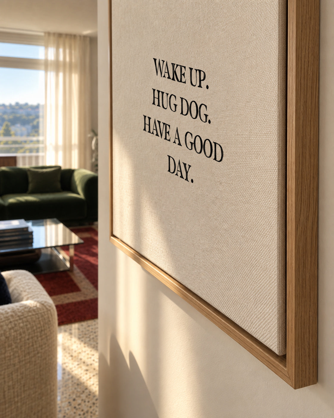 Dog Hug - Framed canvas detail