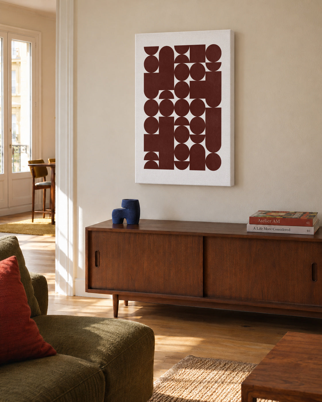 Retro Geometric Pattern - Unframed canvas in an interior