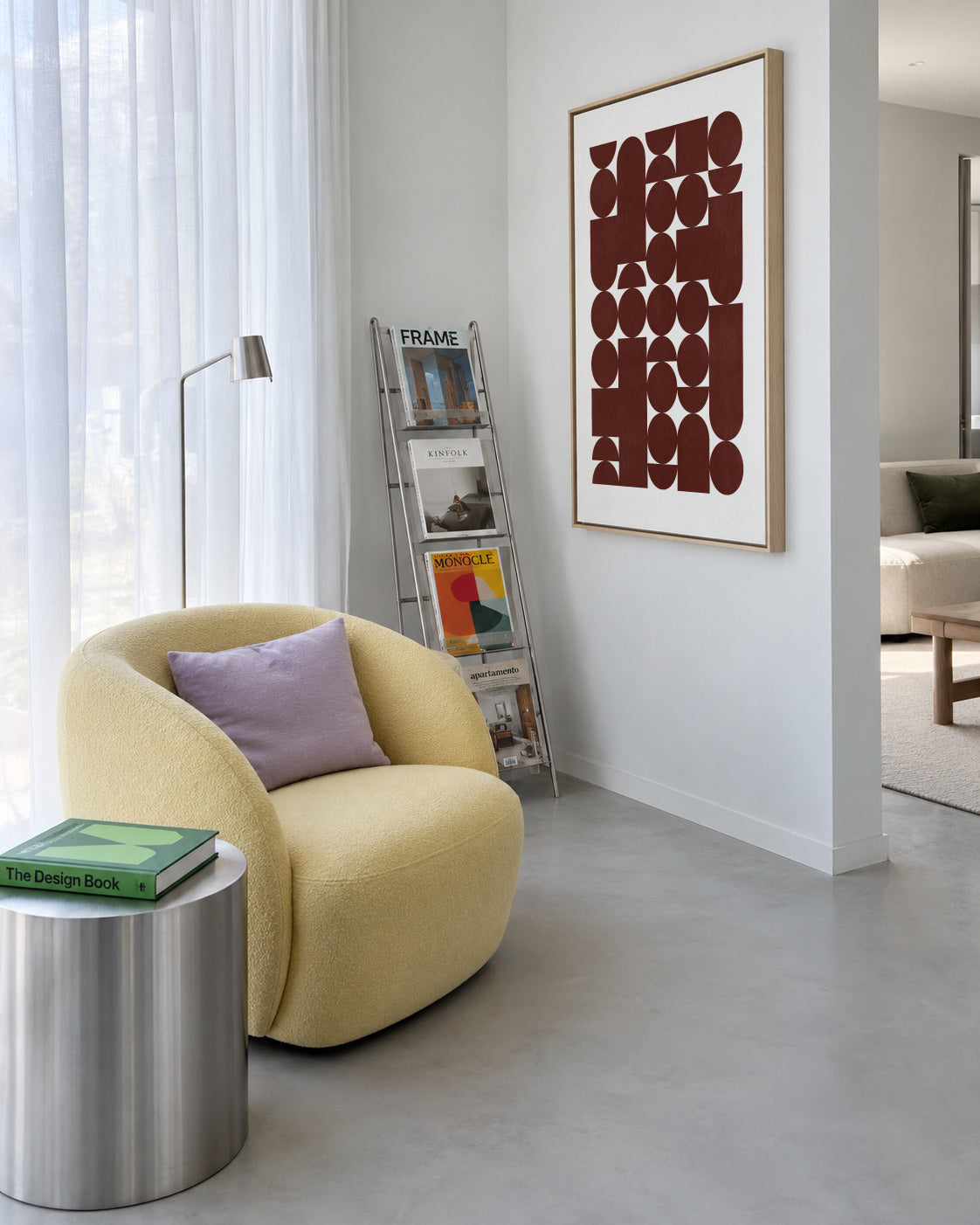 Retro Geometric Pattern - Framed canvas in an interior