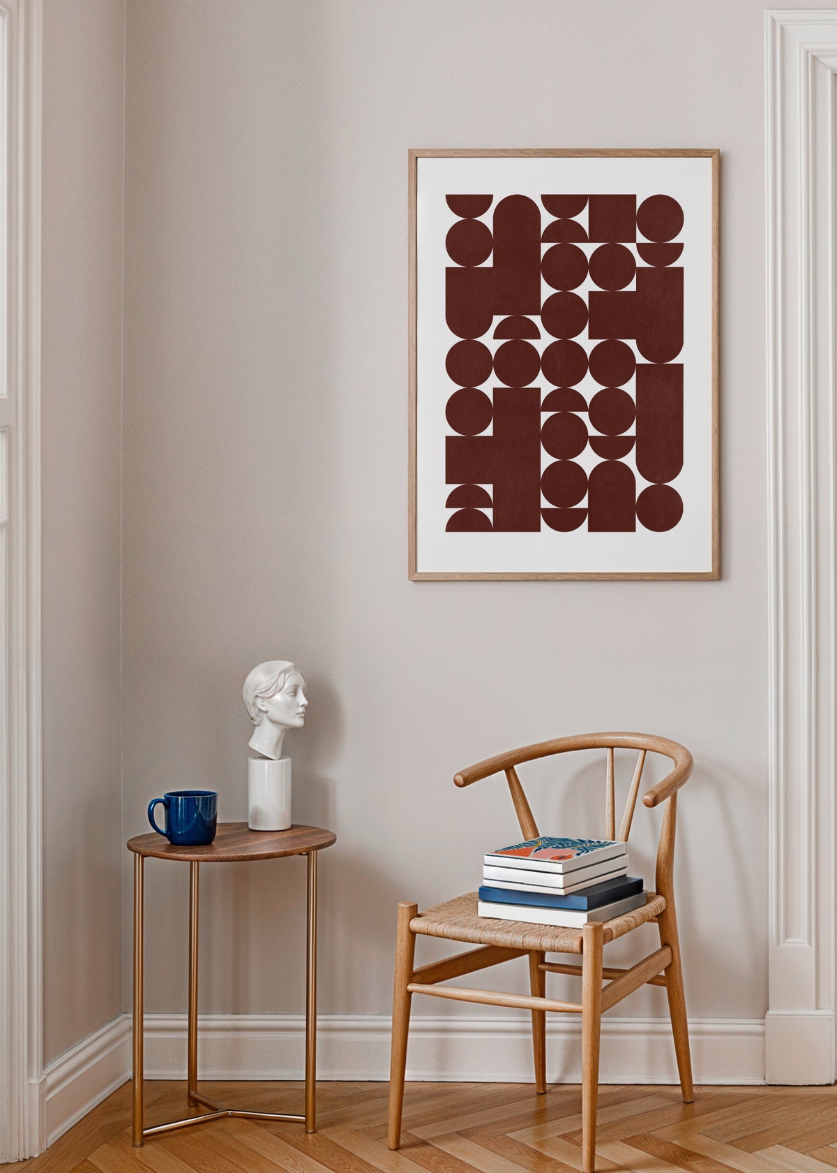 Retro Geometric Pattern - Framed poster in an interior