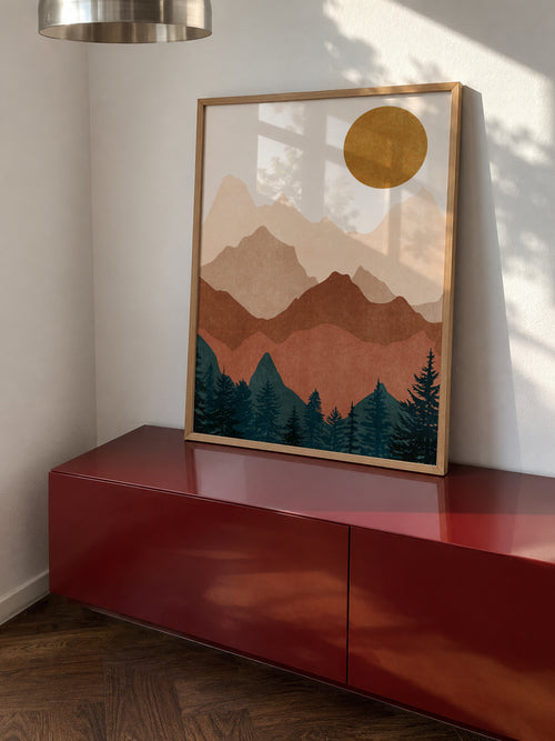 Sunset Peaks 2 - Poster en ambiente
