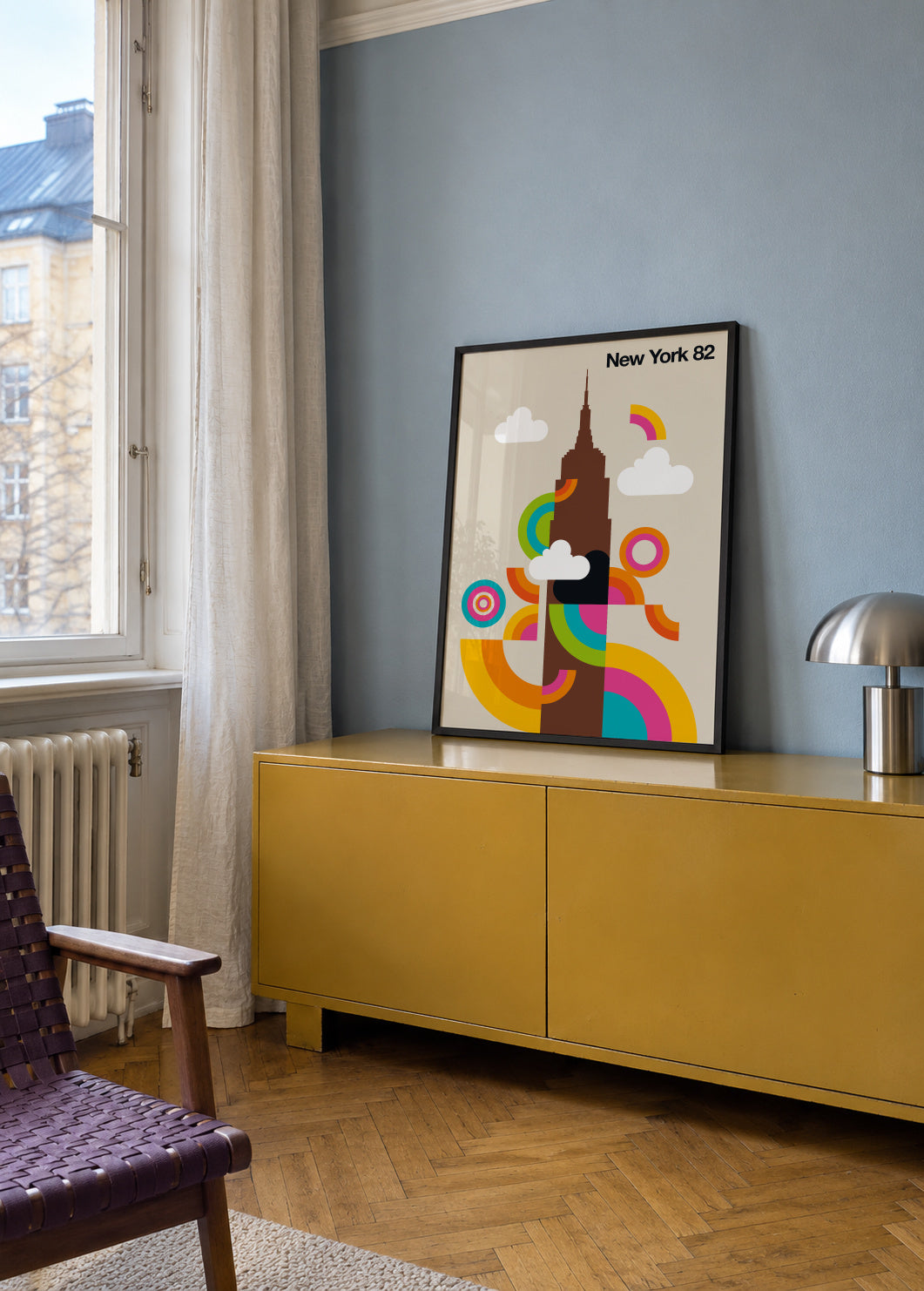 New York 82 - Framed poster in an interior