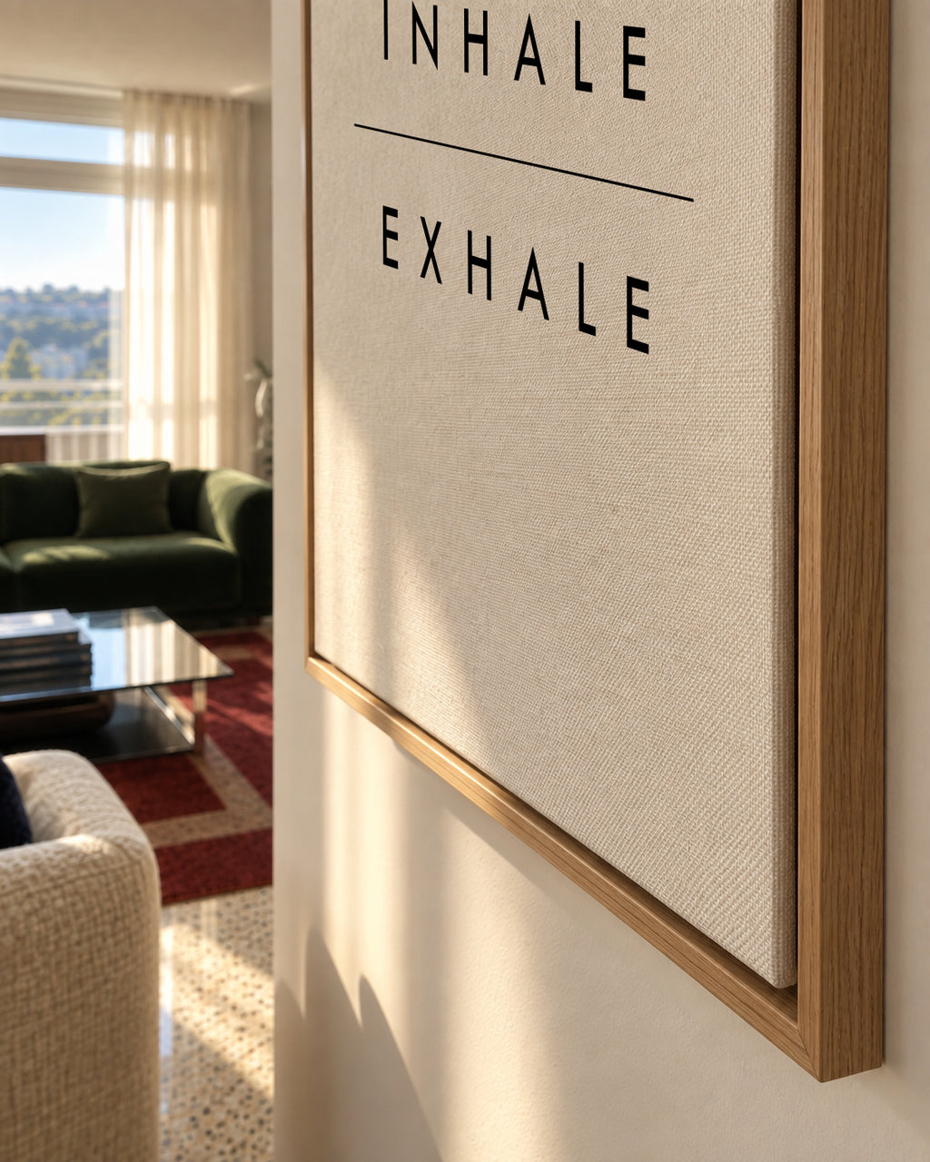 Inhale Exhale - Framed canvas detail