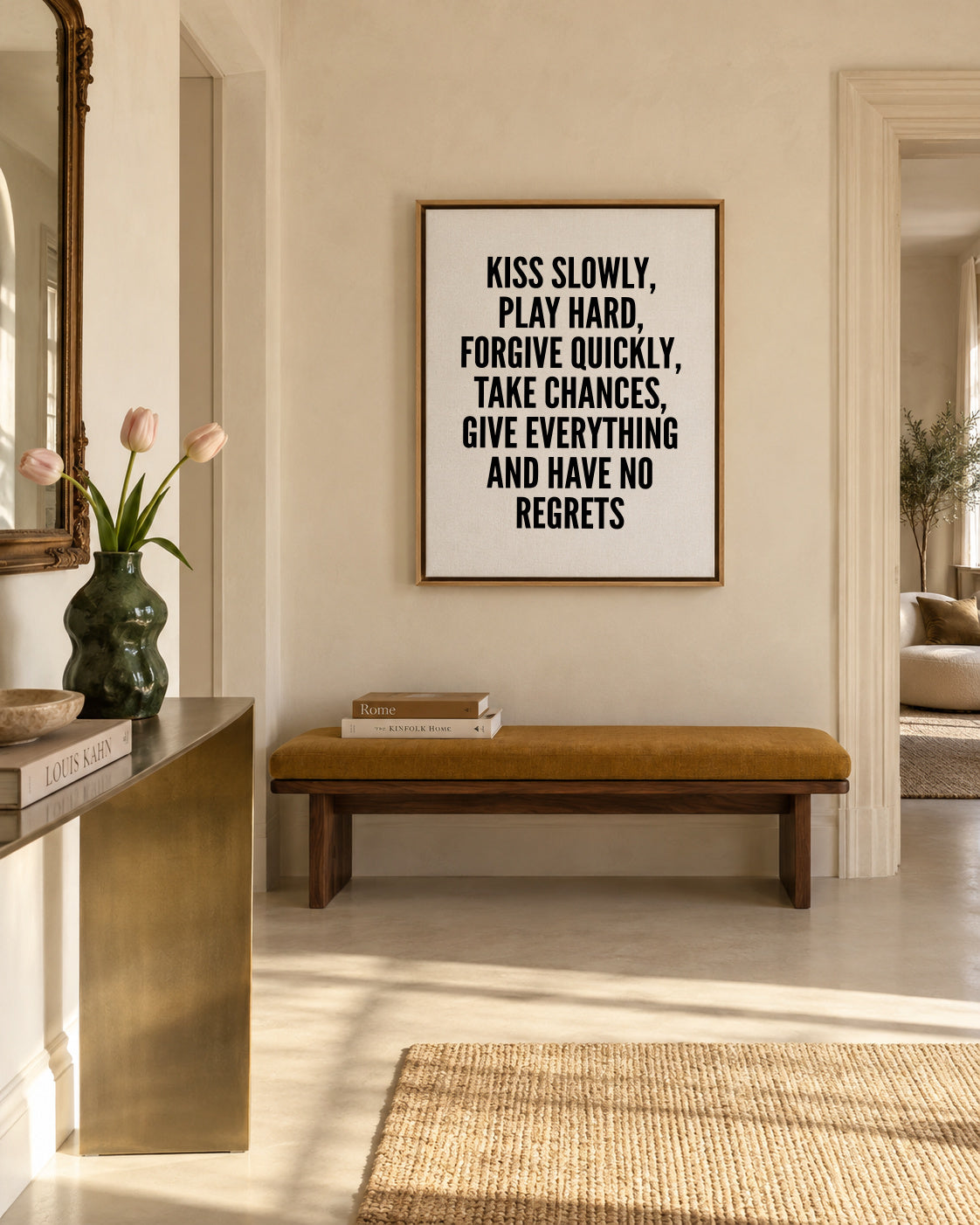Kiss Slowly - Framed canvas in an interior