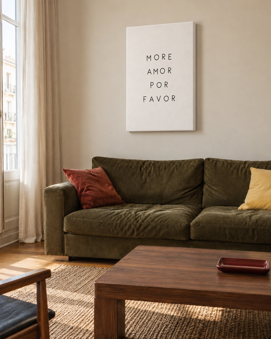 More Amor - Unframed canvas in an interior