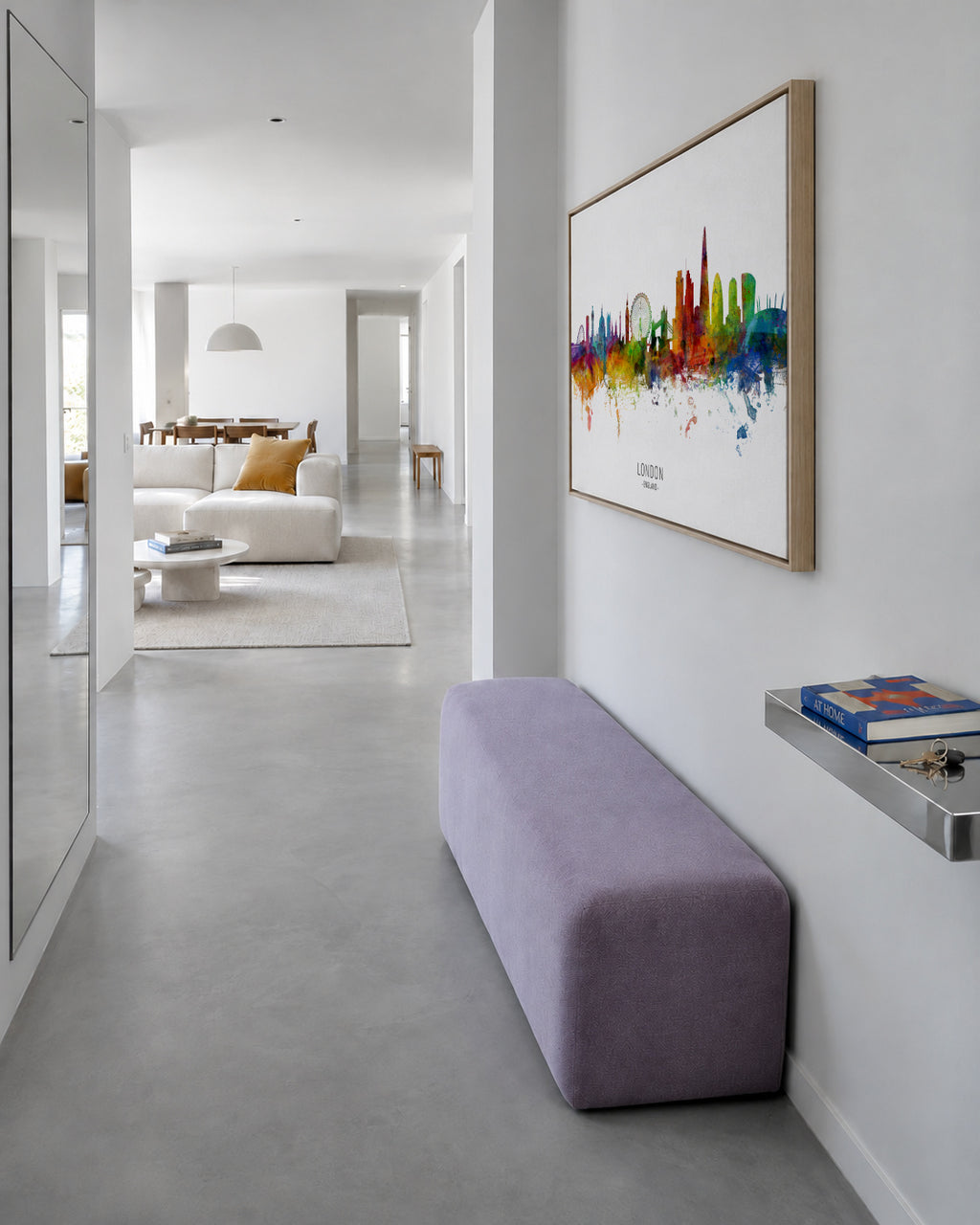 London Skyline multicolor - Framed canvas in an interior