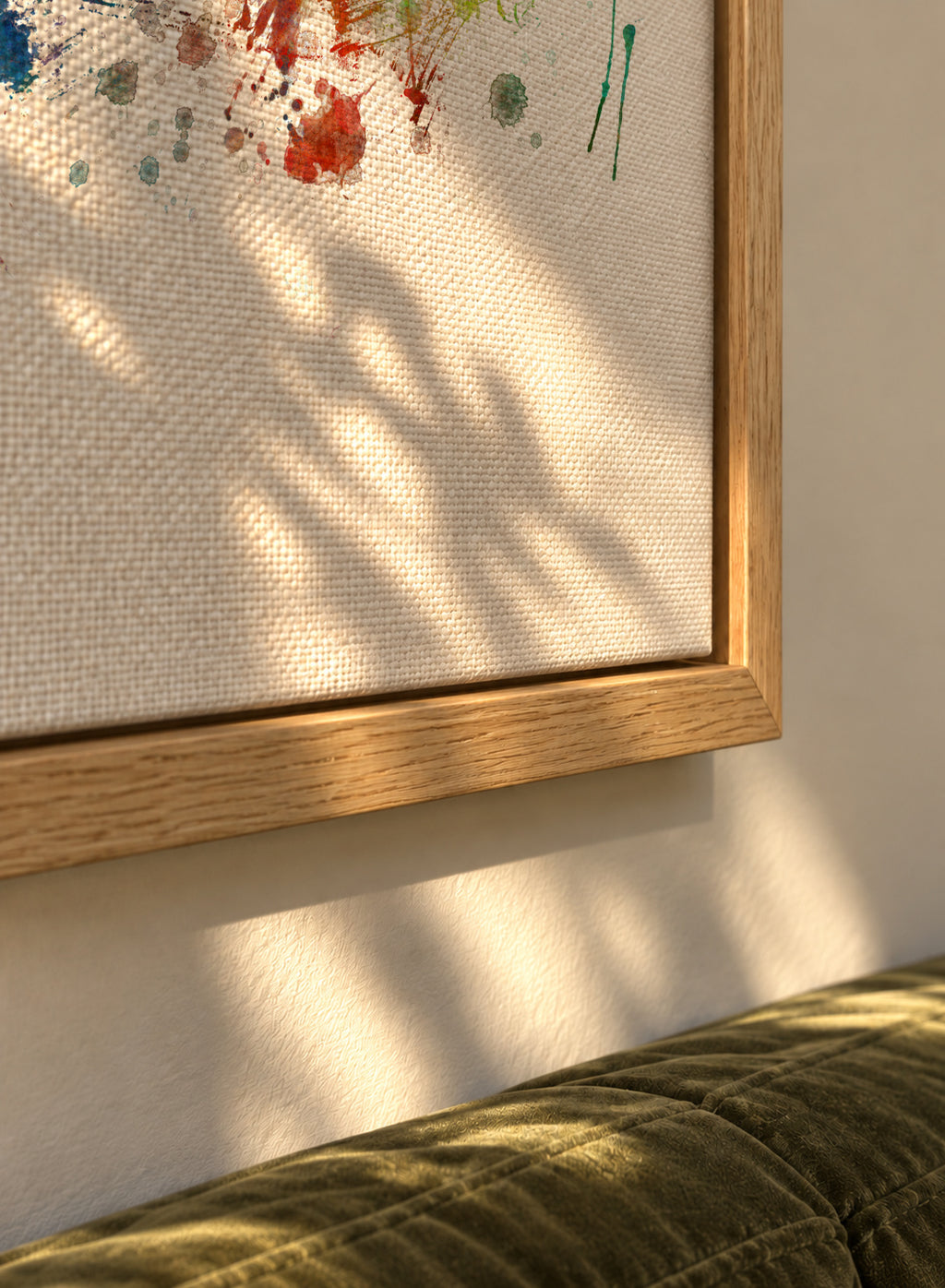 Barcelona Skyline multicolor - Framed canvas detail