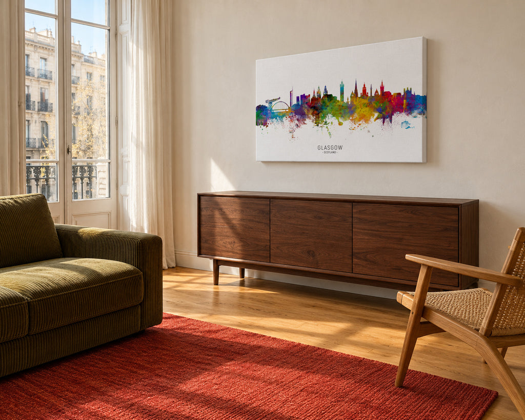 Glasgow Skyline multicolor - Unframed canvas in an interior