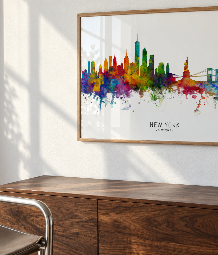 New York Skyline multicolor - Framed poster detail