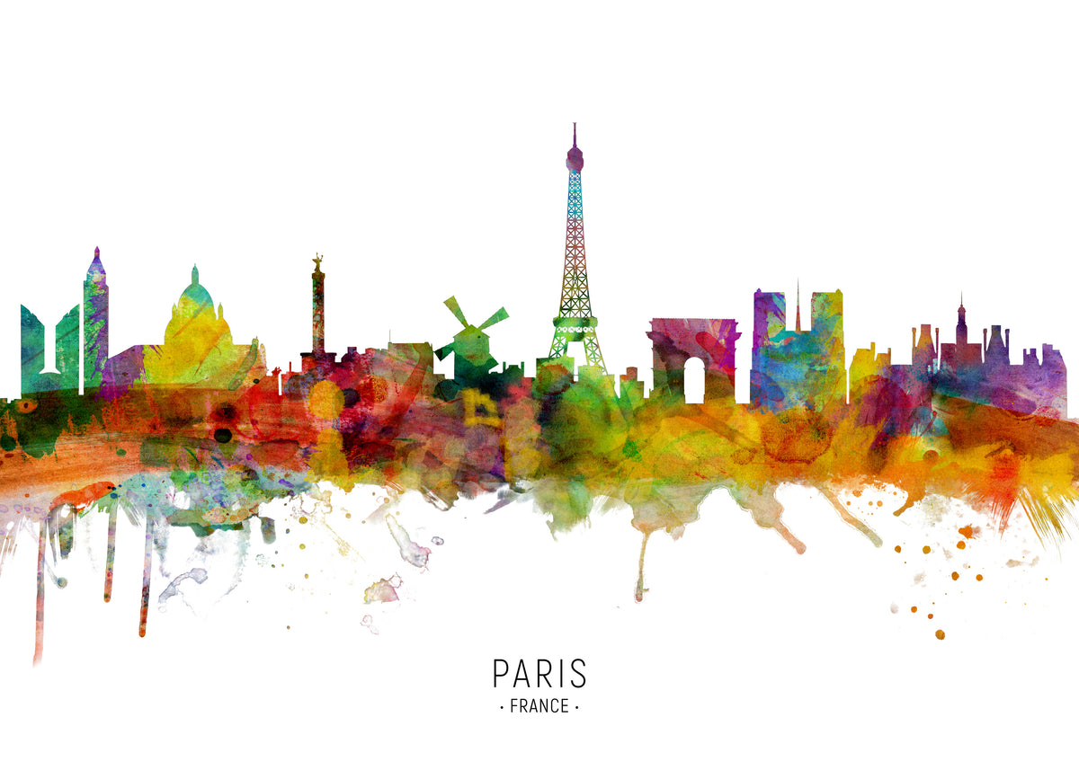 Paris Skyline multicolor - Unframed art print