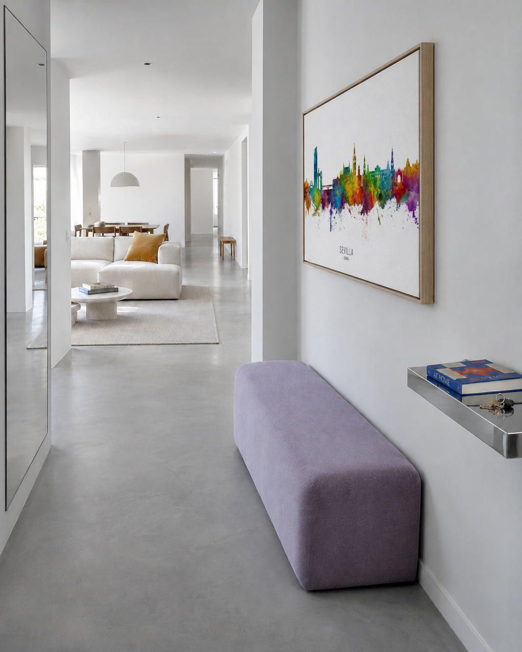 Sevilla Skyline multicolor - Framed canvas in an interior