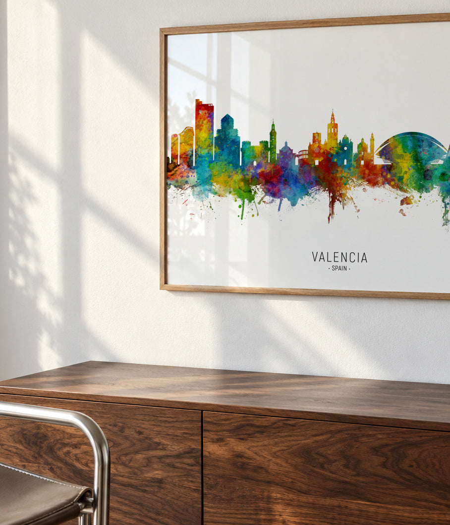 Valencia Skyline multicolor - Framed poster detail