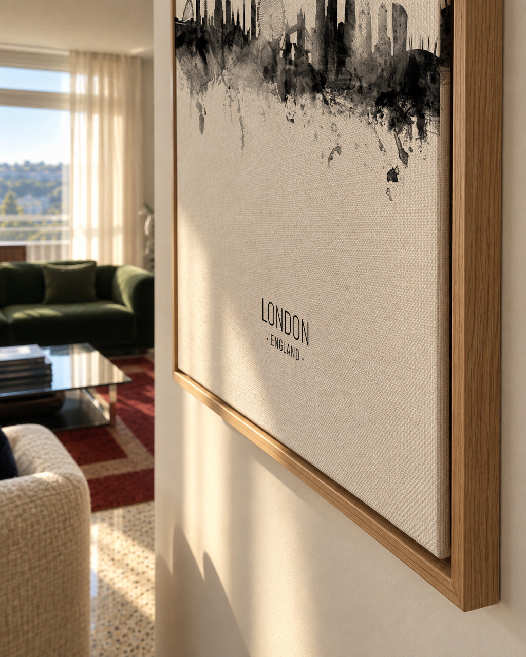 London Skyline en blanco y negro - Framed canvas detail