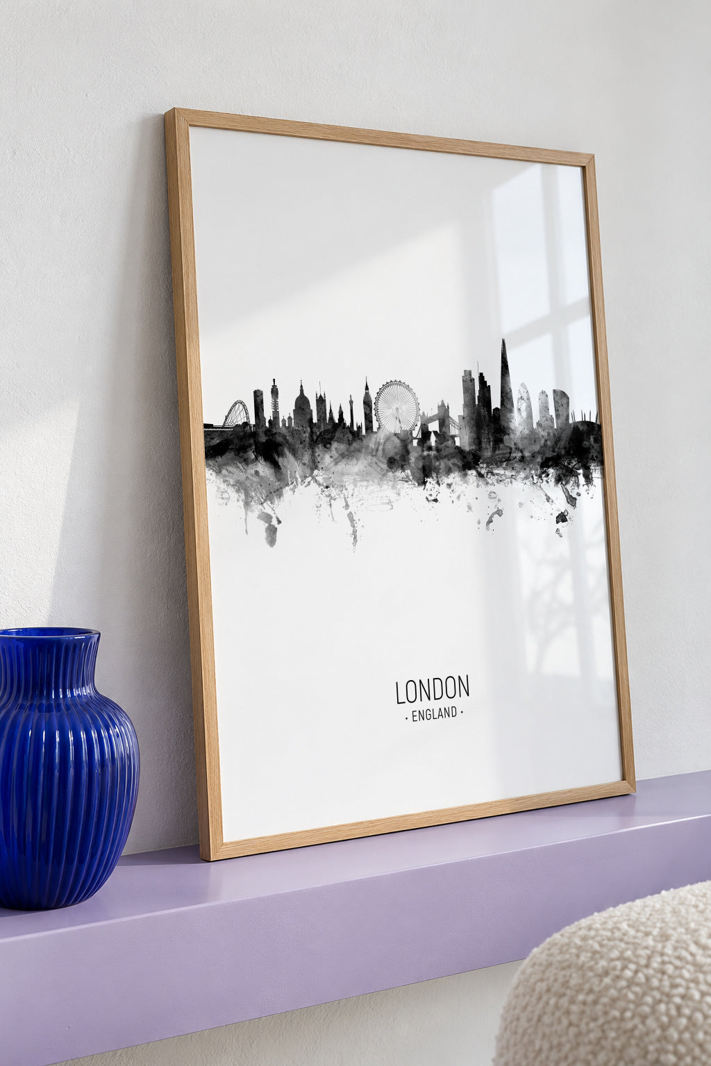 London Skyline en blanco y negro - Framed poster detail