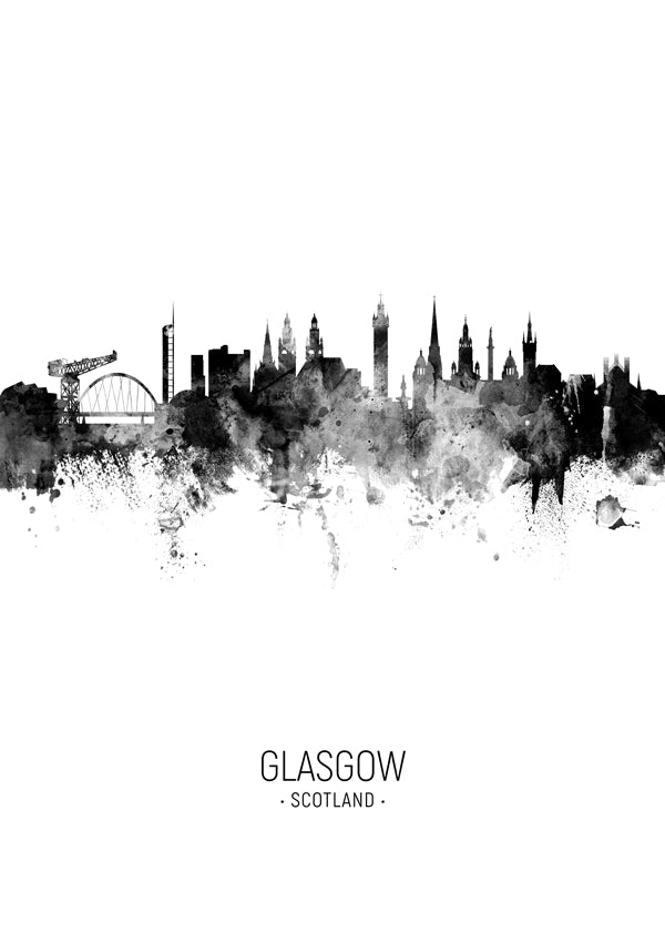 Glasgow Skyline en blanco y negro