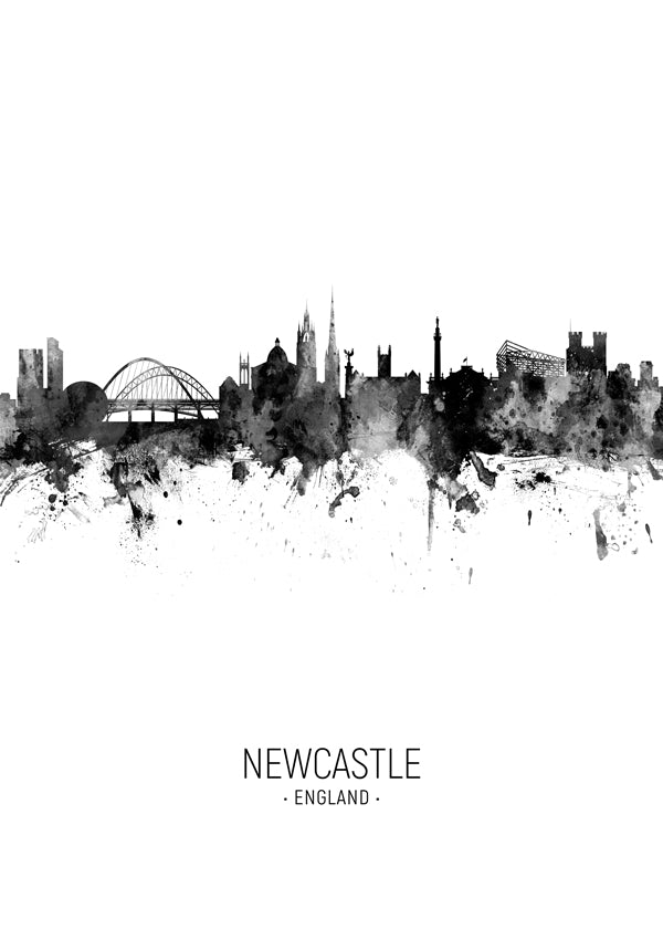 Newcastle Skyline en blanco y negro