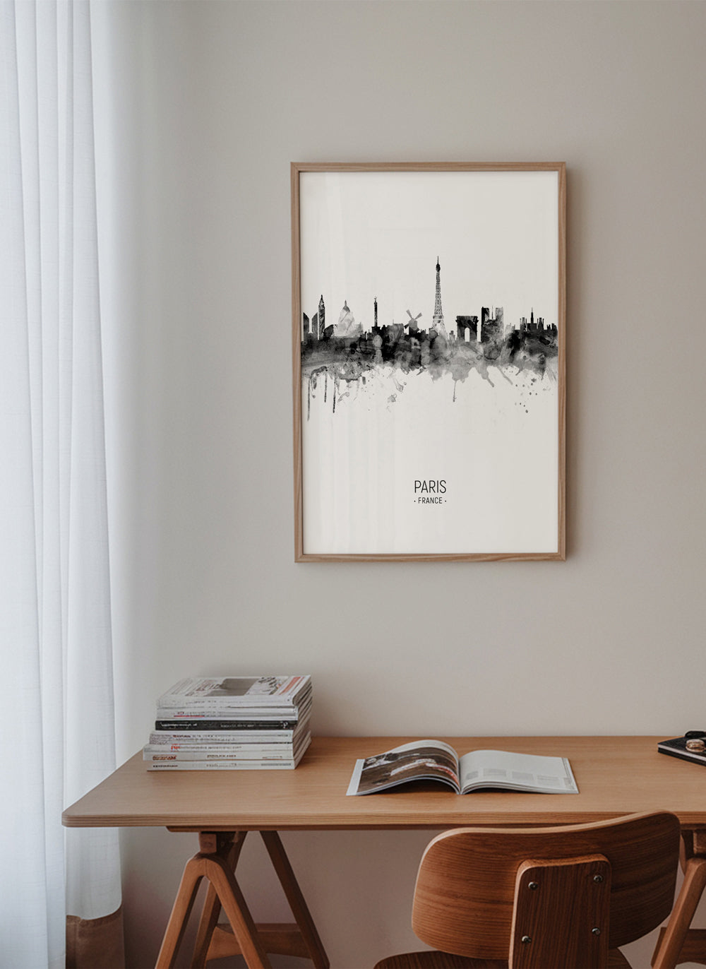 Paris Skyline en blanco y negro