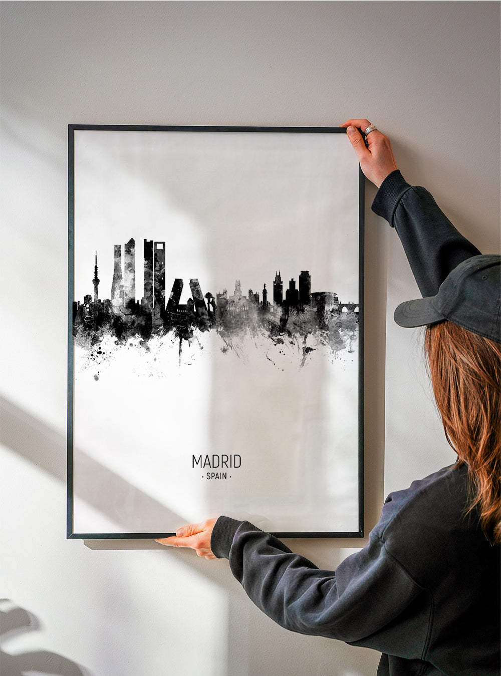 Madrid Skyline en blanco y negro