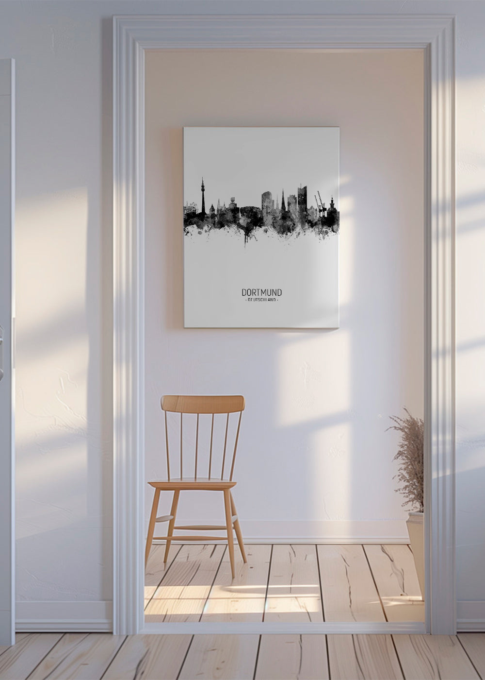 Dortmund Skyline en blanco y negro