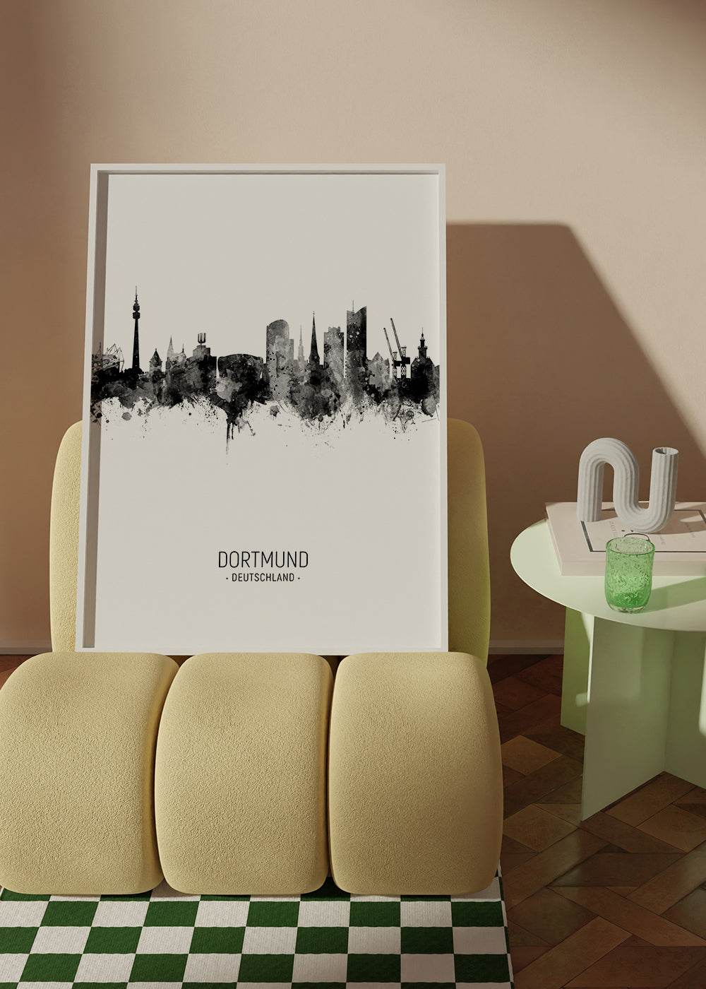 Dortmund Skyline en blanco y negro