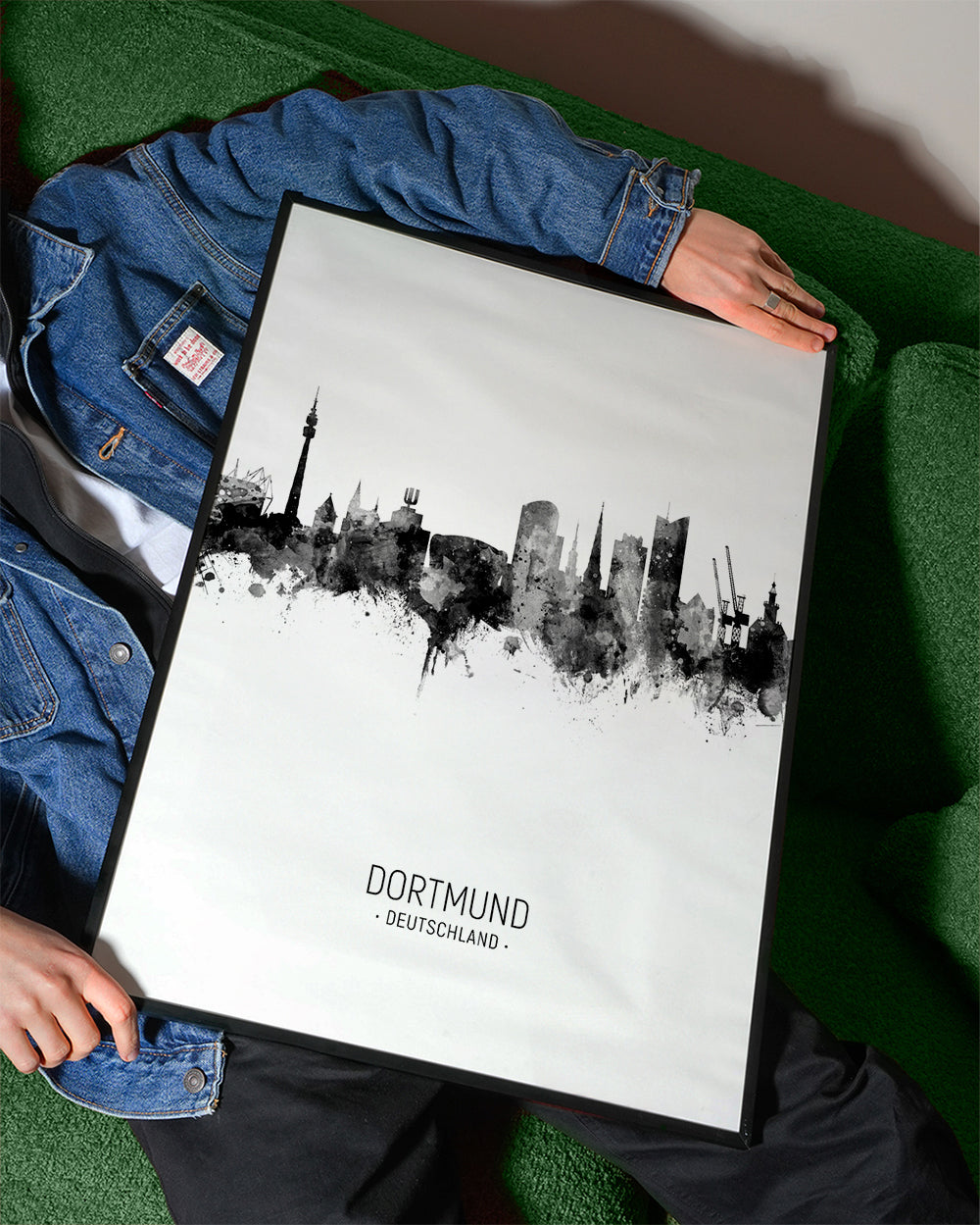 Dortmund Skyline en blanco y negro