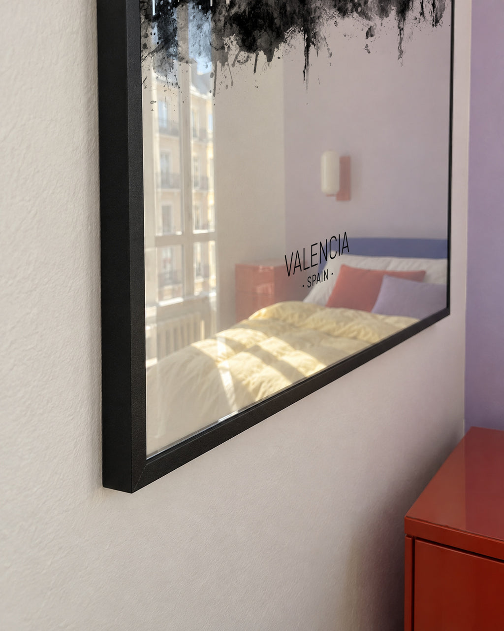 Valencia Skyline en blanco y negro - Framed poster detail