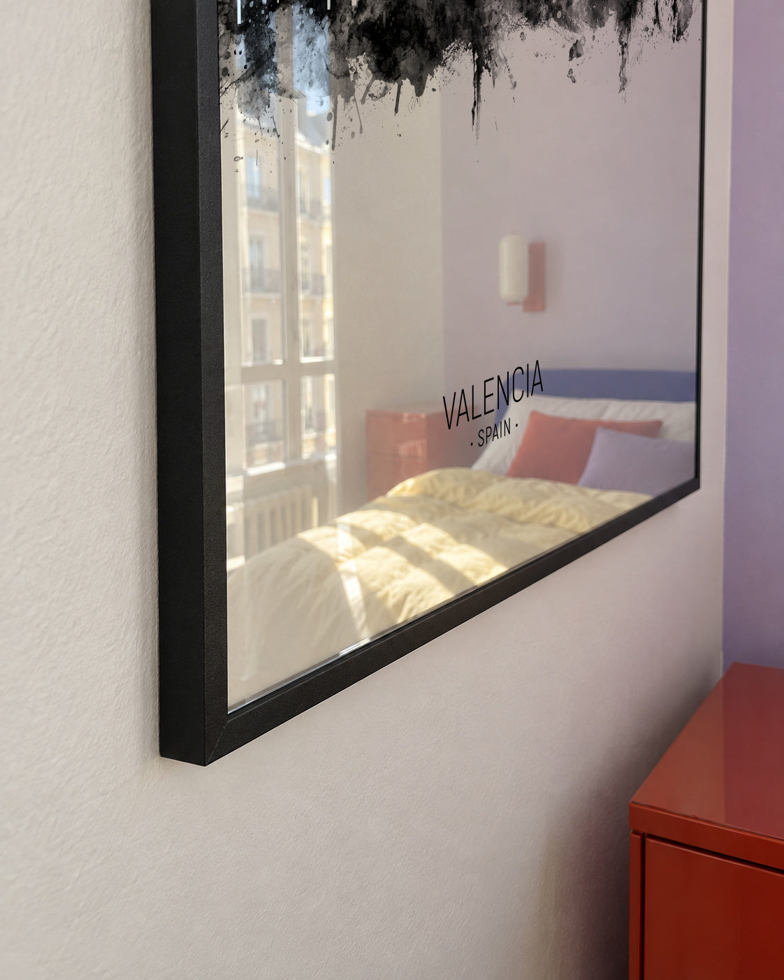 Valencia Skyline en blanco y negro - Framed poster detail