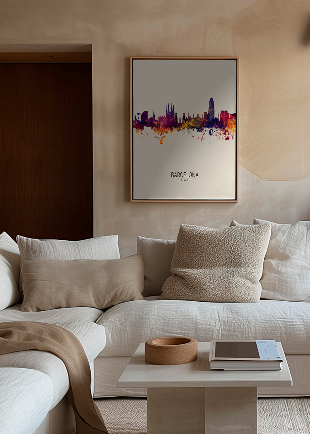 Barcelona Skyline en beige