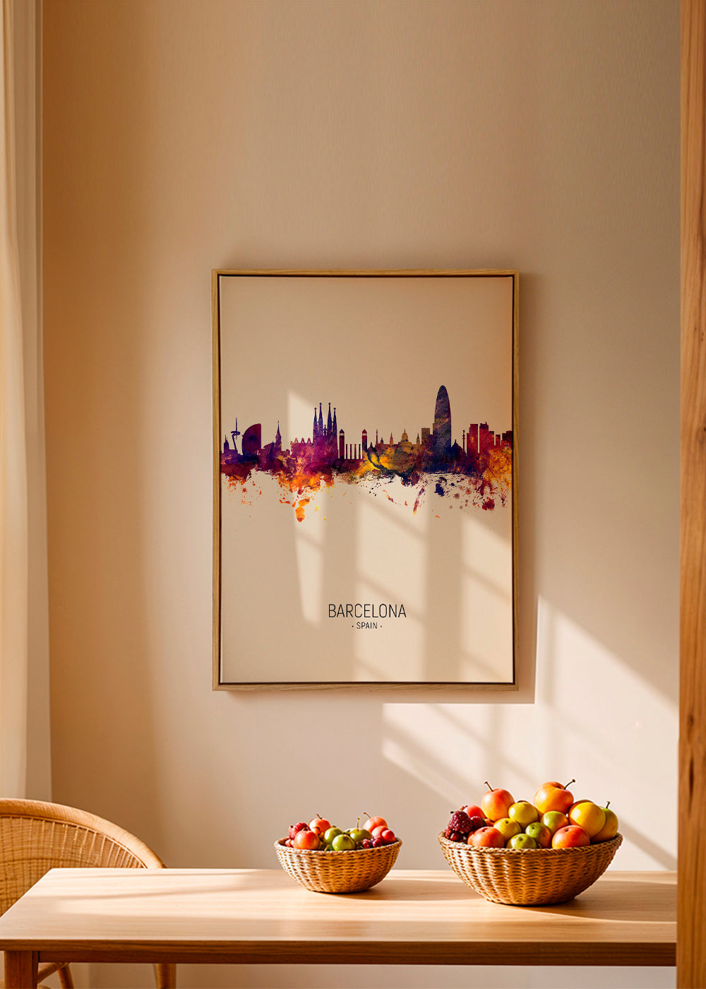 Barcelona Skyline en beige