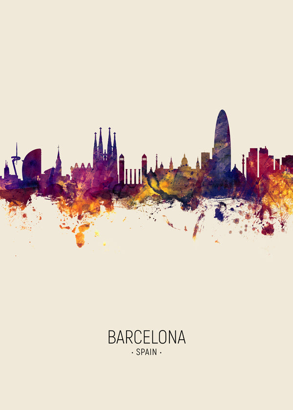Barcelona Skyline en beige