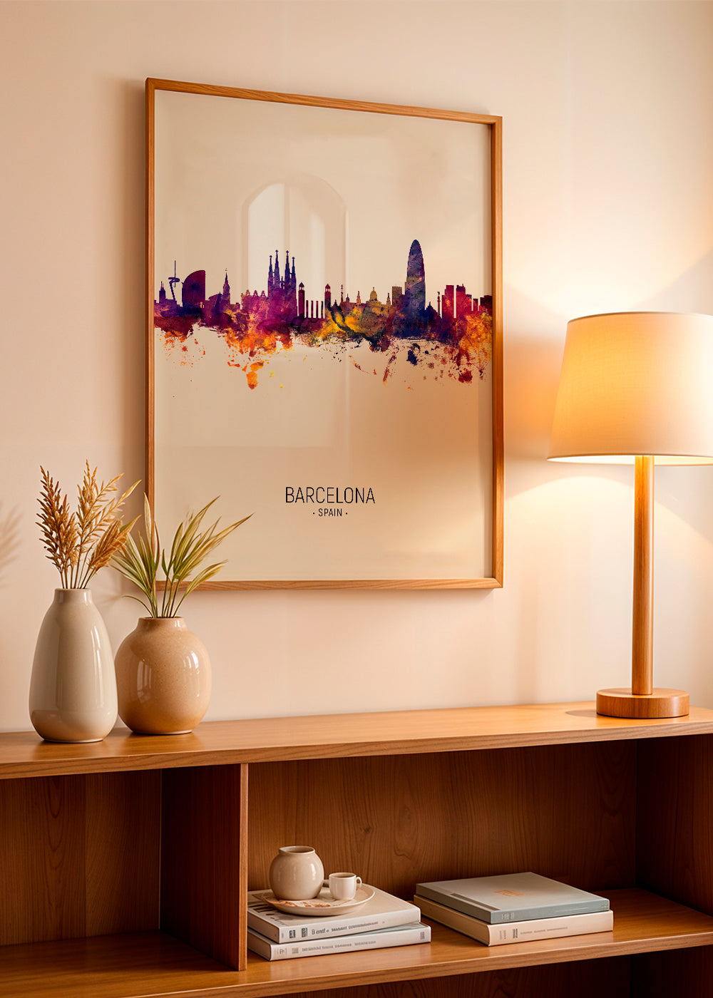 Barcelona Skyline en beige