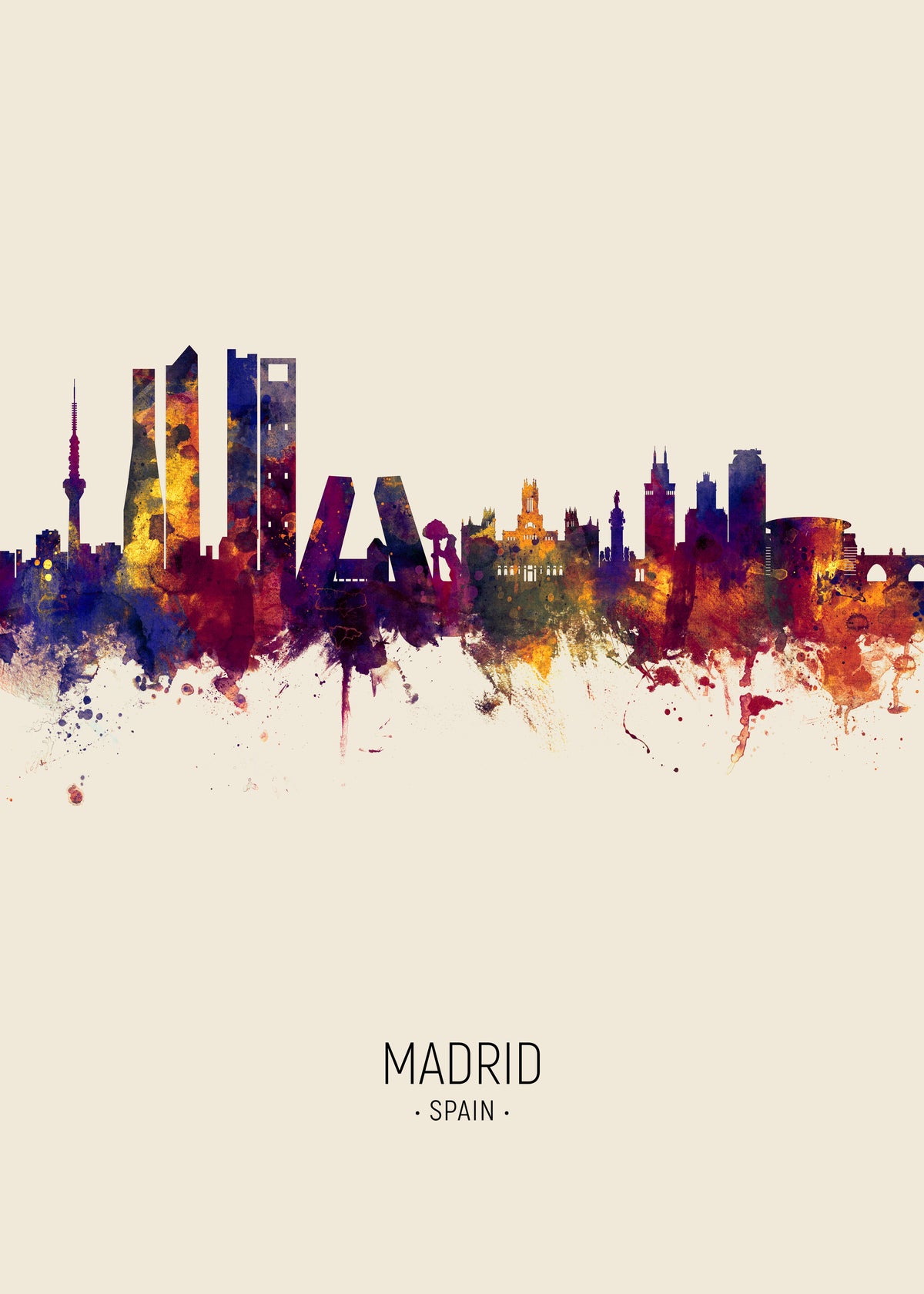 Madrid Skyline en beige - Unframed art print