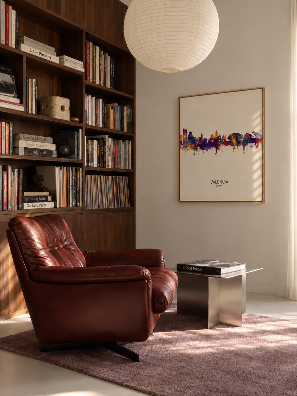 Valencia Skyline en beige - Framed canvas in an interior