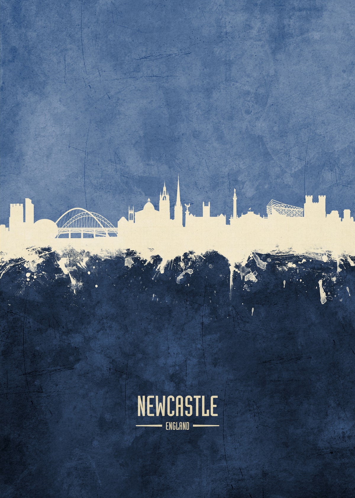 Newcastle Skyline Azul - Unframed art print