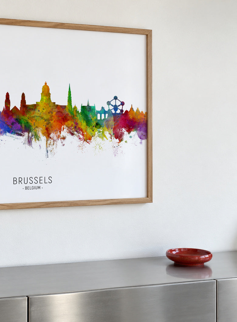 Brussels Skyline multicolor - Framed poster detail