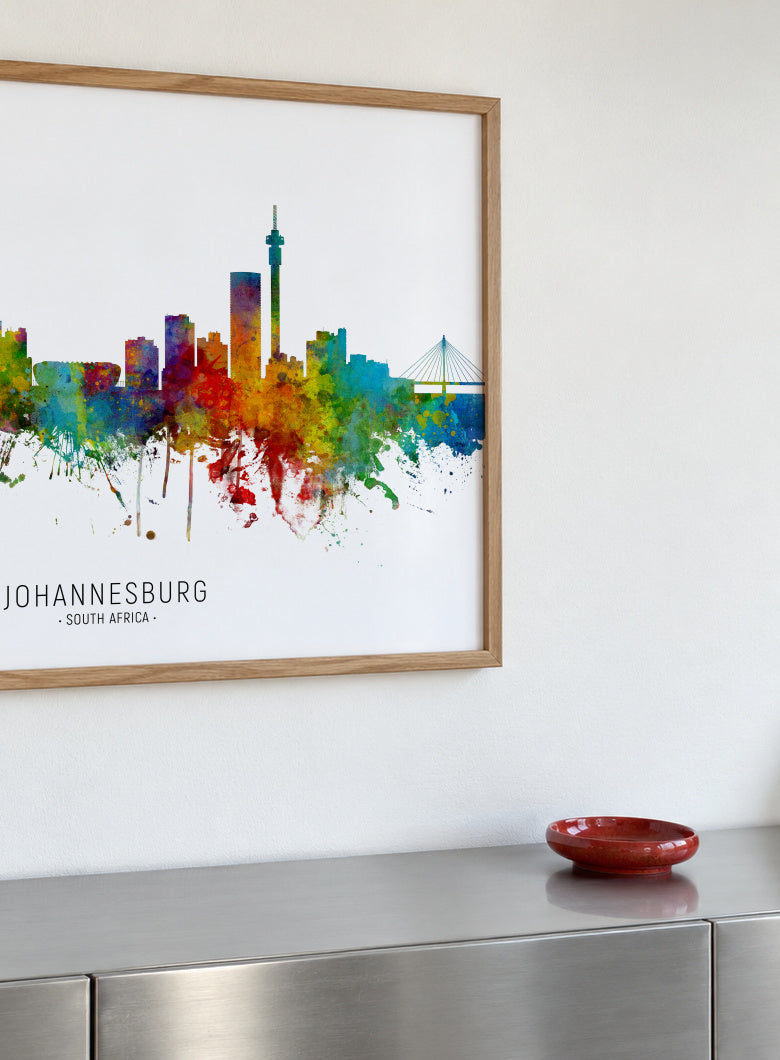 Johannesburg Skyline multicolor - Framed poster detail