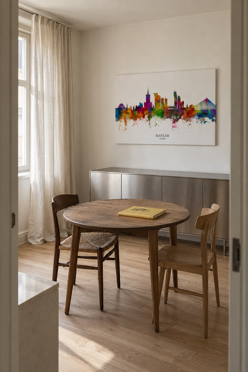Warsaw Skyline multicolor - Unframed canvas in an interior