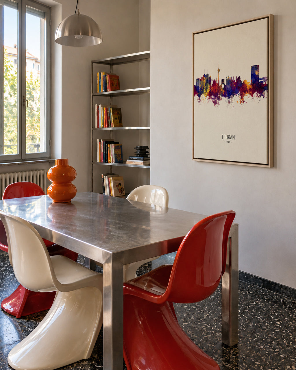Tehran Skyline beige - Framed canvas in an interior