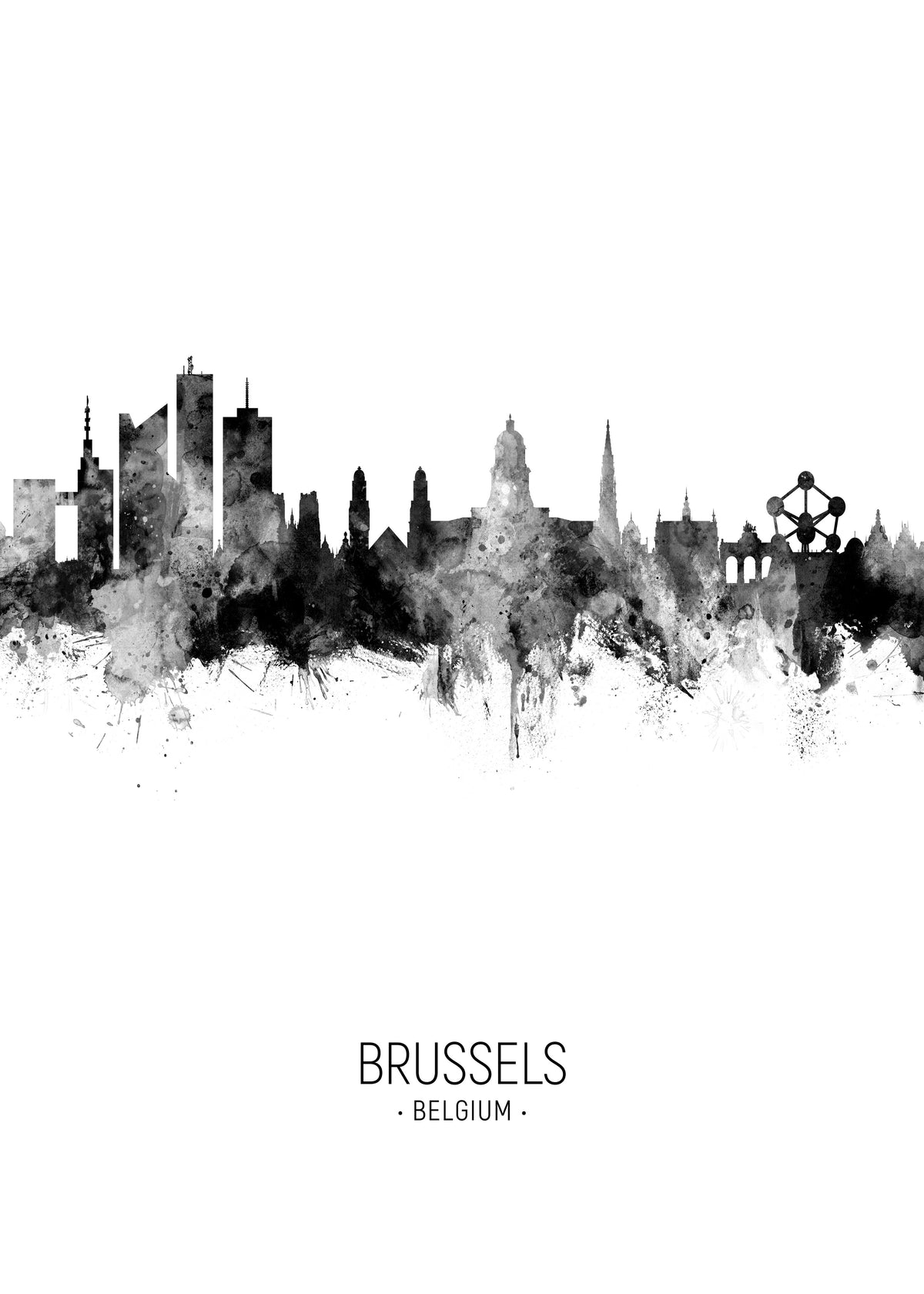 Brussels Skyline blanco y negro - Unframed art print
