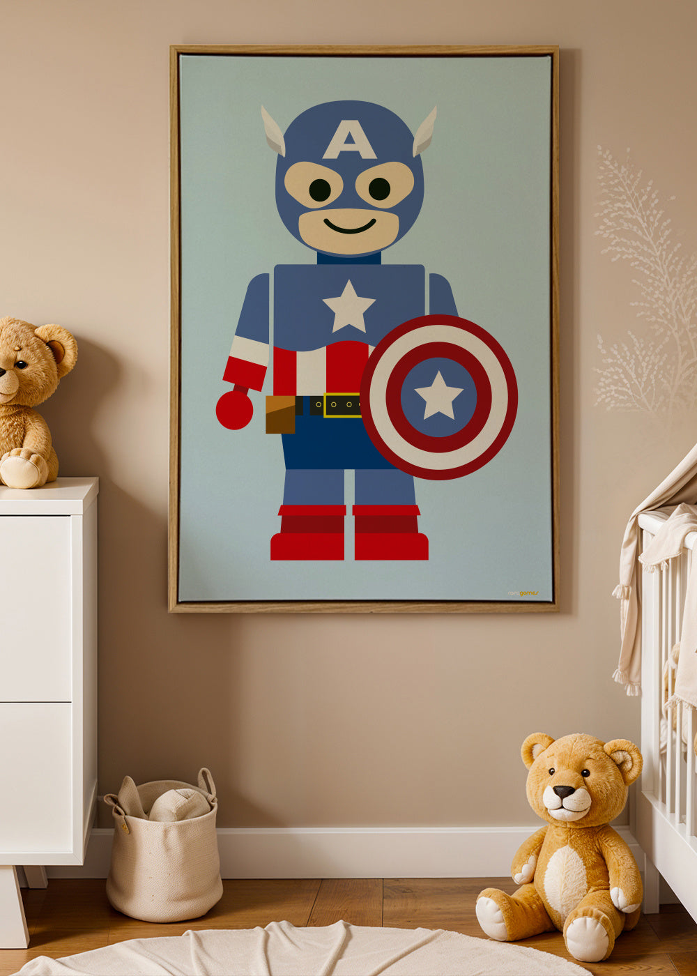 Toy Captain America - Framed canvas in an interior