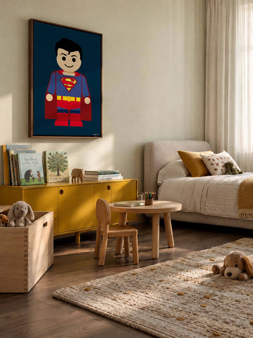 Toy Superman - Framed canvas in an interior