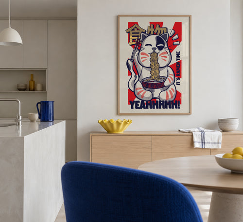 It's Ramen Time - Framed poster in an interior